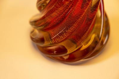 Spiral Shaped Table Lamp in Pink Colored Murano Glass Italy 1950s
