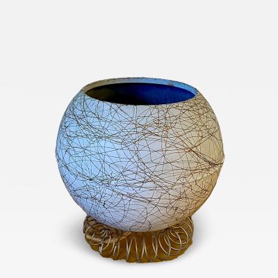 Splatter Paint 1950s Eyeball Lamp Sitting on Coiled Metal Base
