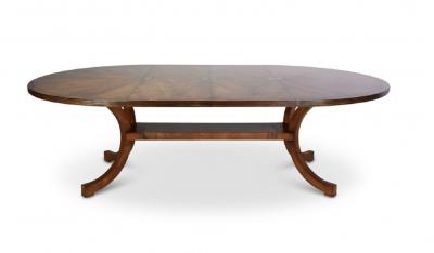 Split C Leg Rustic Dining Table Two Large Leaves Brass Inlays