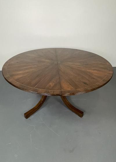 Split C Leg Rustic Dining Table Two Large Leaves Brass Inlays