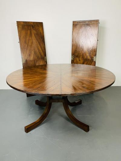 Split C Leg Rustic Dining Table Two Large Leaves Brass Inlays