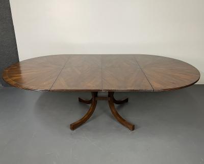 Split C Leg Rustic Dining Table Two Large Leaves Brass Inlays