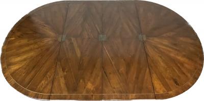 Split C Leg Rustic Dining Table Two Large Leaves Brass Inlays
