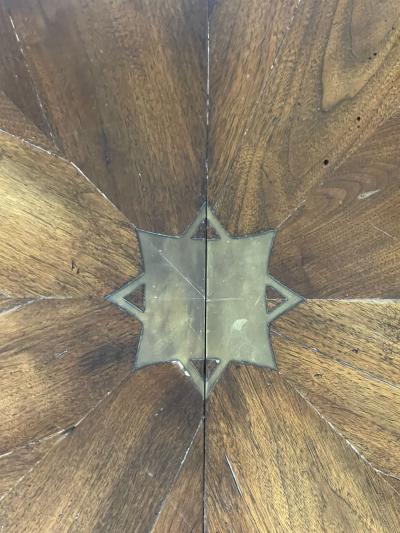 Split C Leg Rustic Dining Table Two Large Leaves Brass Inlays