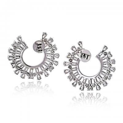 Spray 18K White Gold Front Facing 13 85cttw Hoop Earrings