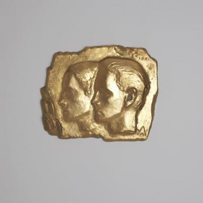 Spring Wall Relief by W in Aaltonen Gilded Plaster Finland 1951