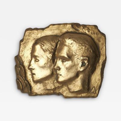 Spring Wall Relief by W in Aaltonen Gilded Plaster Finland 1951
