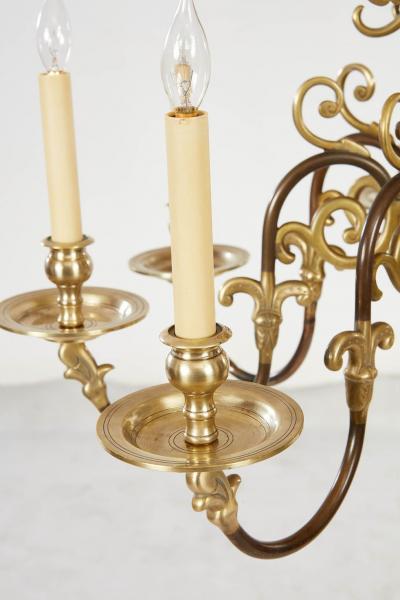 Spun Brass Eight Arm Two Tone Reflector Chandelier