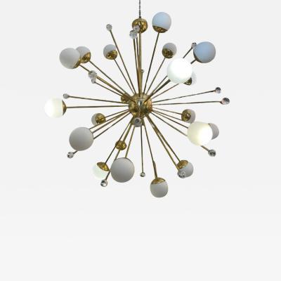 Sputnik Chandelier White Balls and Crystal