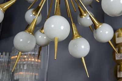 Sputnik Chandelier with Gray Murano Glass Globes