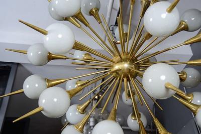 Sputnik Chandelier with Gray Murano Glass Globes