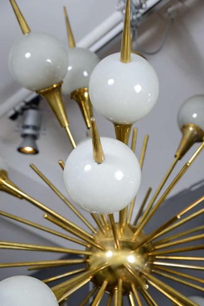 Sputnik Chandelier with Gray Murano Glass Globes