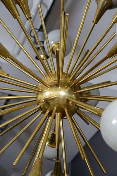 Sputnik Chandelier with Gray Murano Glass Globes