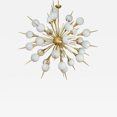 Sputnik Chandelier with Gray Murano Glass Globes