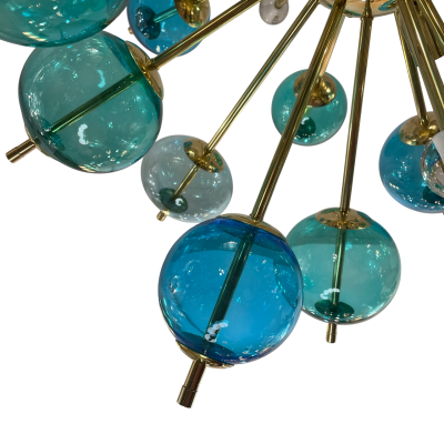 Sputnik Murano Bubbles Turquoise Chandelier