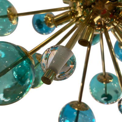 Sputnik Murano Bubbles Turquoise Chandelier
