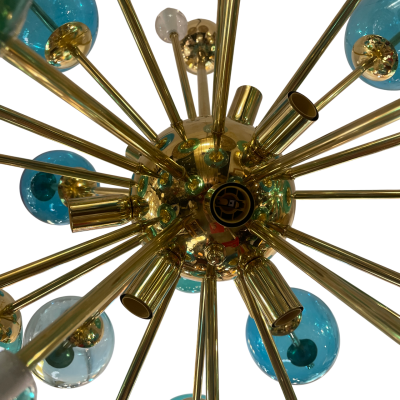 Sputnik Murano Bubbles Turquoise Chandelier