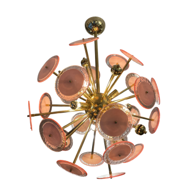 Sputnik Pink Murano Glass Disc Chandelier