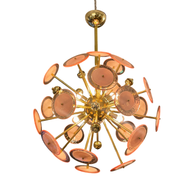 Sputnik Pink Murano Glass Disc Chandelier