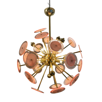 Sputnik Pink Murano Glass Disc Chandelier