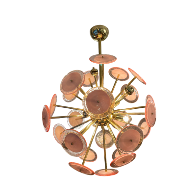 Sputnik Pink Murano Glass Disc Chandelier