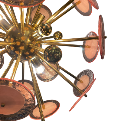 Sputnik Pink Murano Glass Disc Chandelier