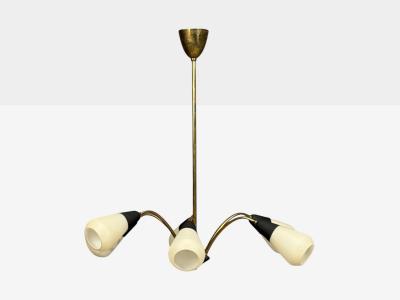 Sputnik Style Chandelier Brass Enameled Metal Glass Germany 1960s