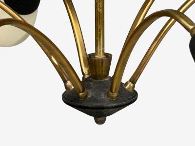 Sputnik Style Chandelier Brass Enameled Metal Glass Germany 1960s