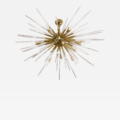 Sputnik chandelier in polished brass and glass Italy 1980