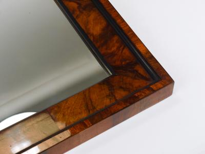 Square Biedermeier Antique 19th Century Walnut Wall Mirror Vienna 1850s