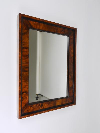 Square Biedermeier Antique 19th Century Walnut Wall Mirror Vienna 1850s