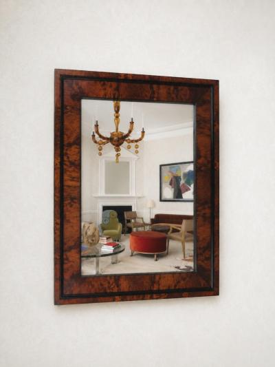 Square Biedermeier Antique 19th Century Walnut Wall Mirror Vienna 1850s