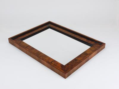 Square Biedermeier Antique 19th Century Walnut Wall Mirror Vienna 1850s