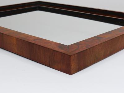Square Biedermeier Antique 19th Century Walnut Wall Mirror Vienna 1850s