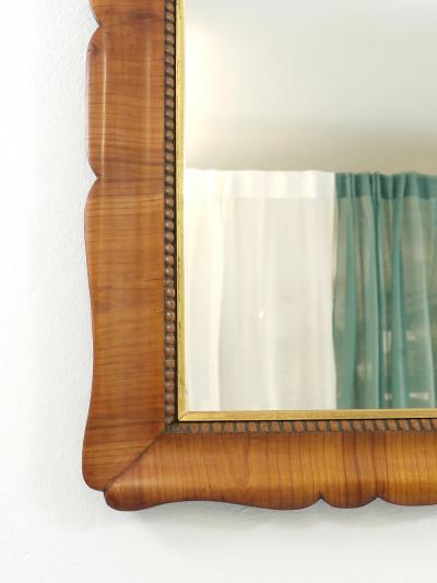 Square Biedermeier Carved Scalloped Cherry Gilt Wood Wall Mirror Vienna 1850s