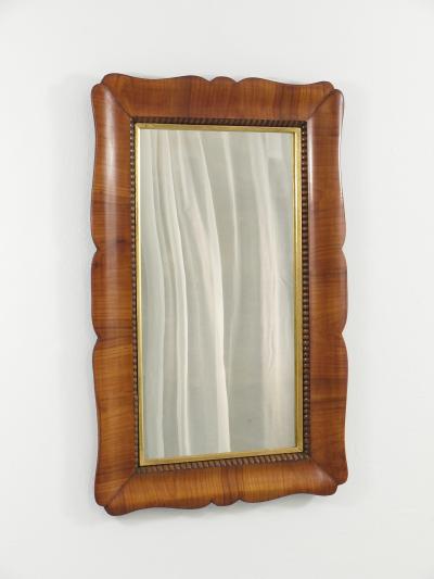 Square Biedermeier Carved Scalloped Cherry Gilt Wood Wall Mirror Vienna 1850s