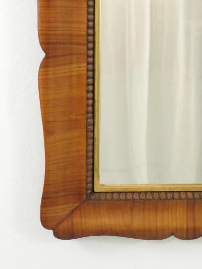 Square Biedermeier Carved Scalloped Cherry Gilt Wood Wall Mirror Vienna 1850s