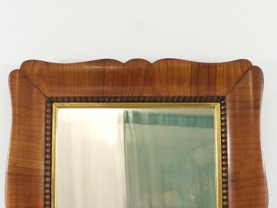 Square Biedermeier Carved Scalloped Cherry Gilt Wood Wall Mirror Vienna 1850s