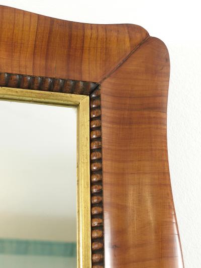 Square Biedermeier Carved Scalloped Cherry Gilt Wood Wall Mirror Vienna 1850s