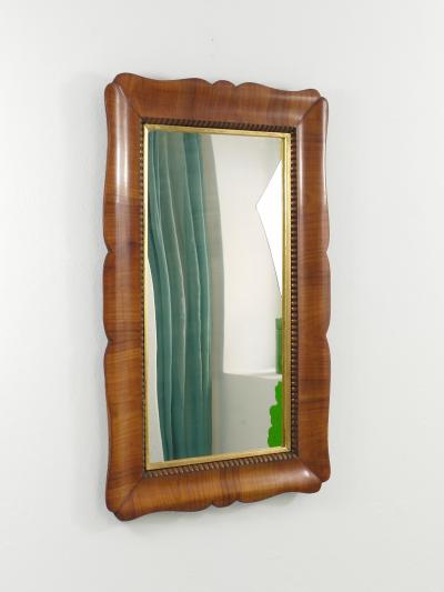 Square Biedermeier Carved Scalloped Cherry Gilt Wood Wall Mirror Vienna 1850s