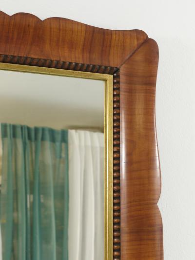 Square Biedermeier Carved Scalloped Cherry Gilt Wood Wall Mirror Vienna 1850s