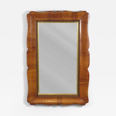 Square Biedermeier Carved Scalloped Cherry Gilt Wood Wall Mirror Vienna 1850s