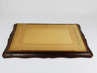 Square Biedermeier Carved Scalloped Walnut Wall Mirror Vienna ca 1850