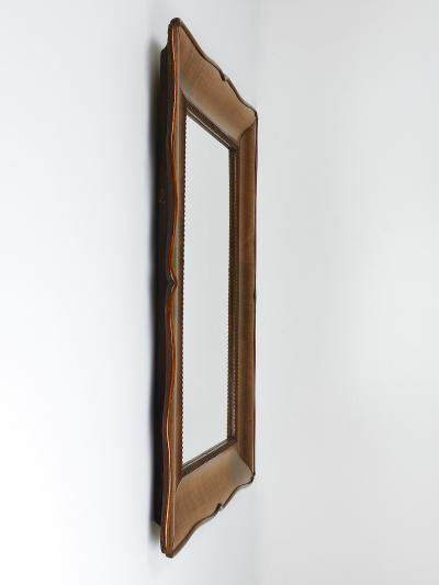 Square Biedermeier Carved Scalloped Walnut Wall Mirror Vienna ca 1850