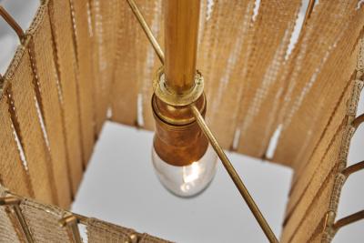 Square Brass and Lace Hanging Lamp Sweden 1960s