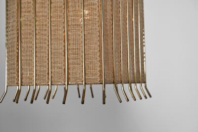 Square Brass and Lace Hanging Lamp Sweden 1960s