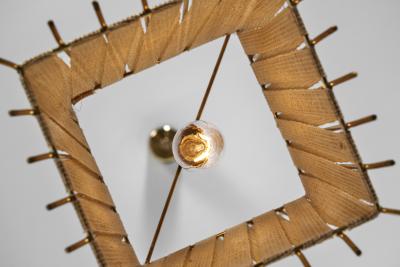 Square Brass and Lace Hanging Lamp Sweden 1960s
