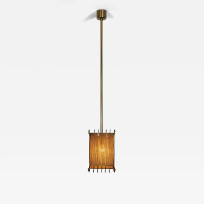 Square Brass and Lace Hanging Lamp Sweden 1960s