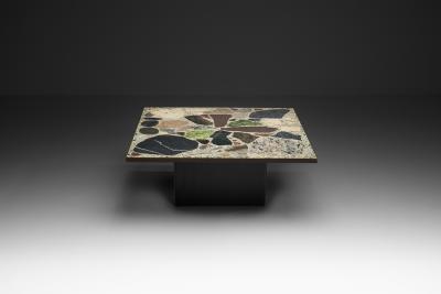 Square Coffee Table with Stone Top Norway ca 1960s