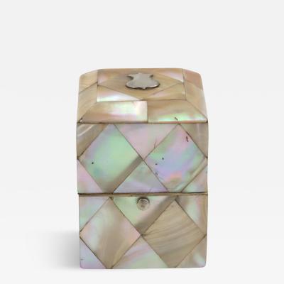 Square Mother of Pearl Inlaid Box Shield Mount English circa 1880